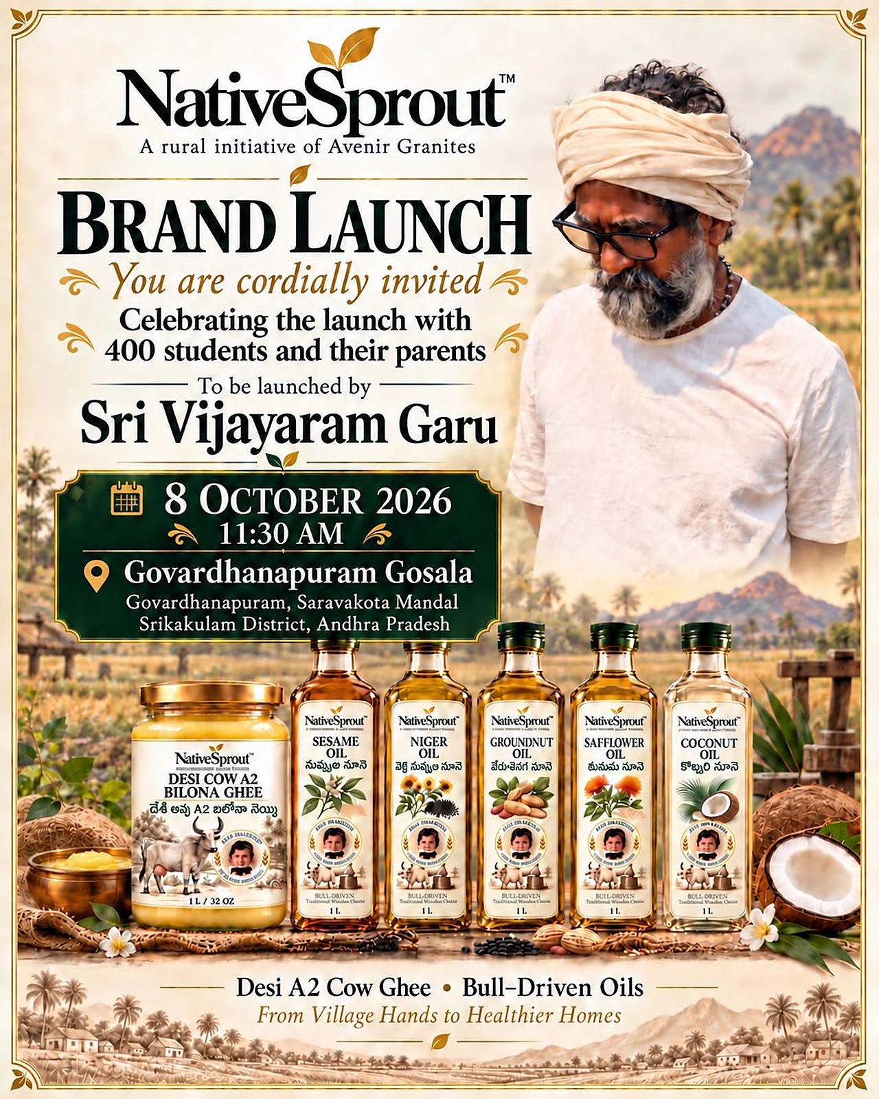 NativeSprout brand launch invitation poster